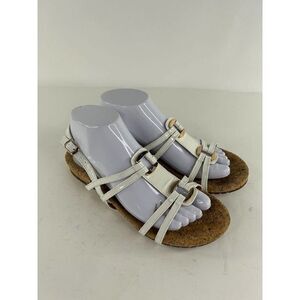 Sofft Women's White leather Slingback Shoes US 8 Buckle Open toe Strappy Sandals